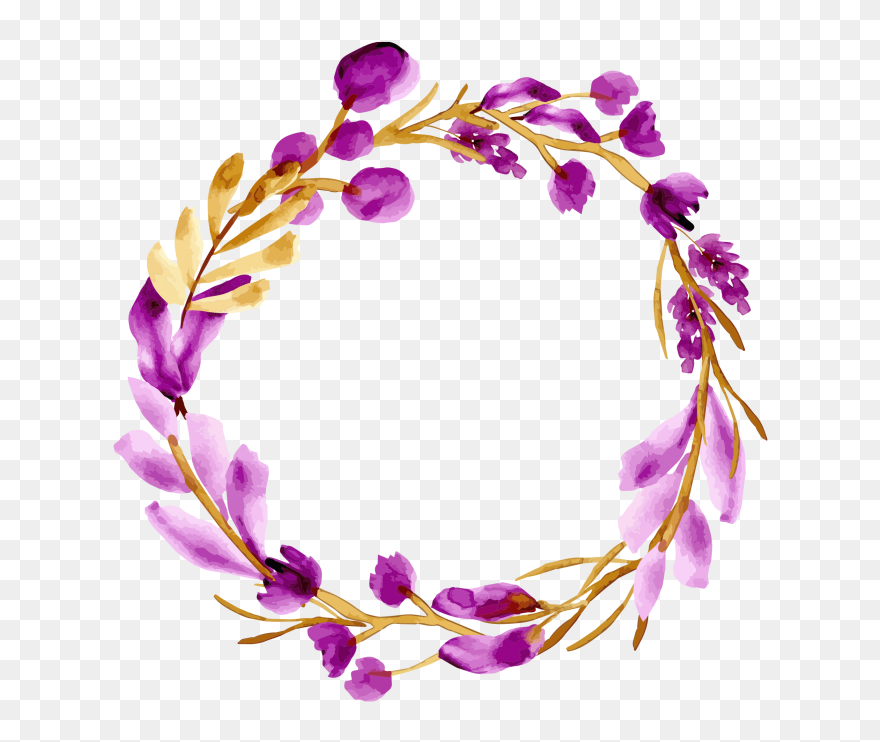 Watercolor Purple Flower Decoration Png - Beautiful Border Designs Png Clipart