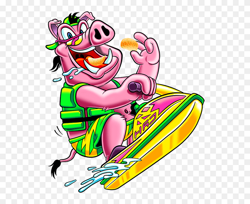 Hog On A Jetski - Cartoon Clipart