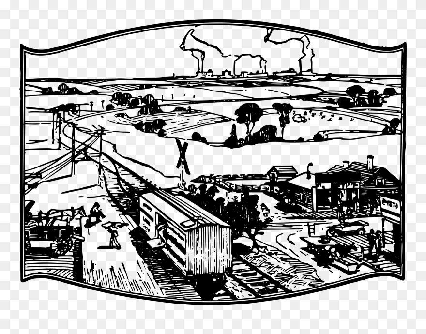 Blue Train Svg Clip Arts - Train Scene Clipart Black And White - Png Download