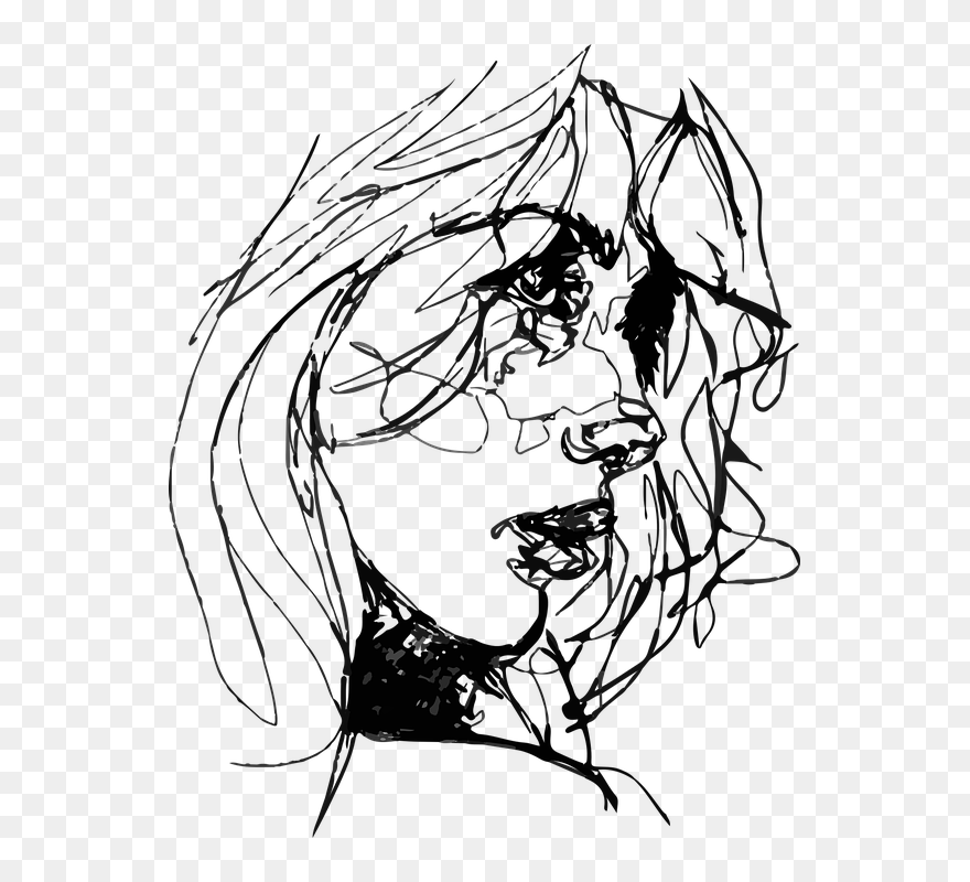 Transparent Line Drawing Png - Sketch Aesthetic Drawing Girl Clipart