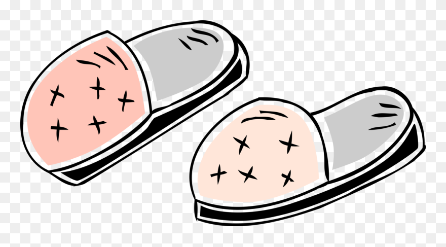Vector Illustration Of Slip-on Bedroom Slippers Footwear - Bedroom Slippers Art Clipart