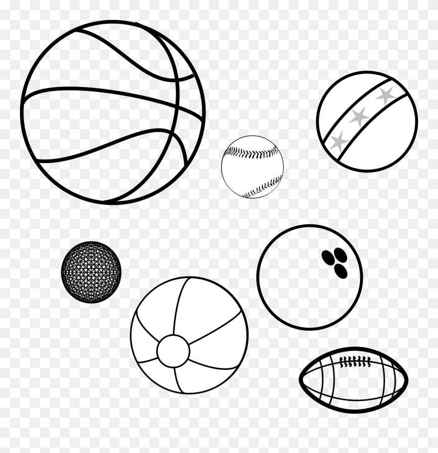 Balls, Sports Balls, Game Balls, Basketball, Baseball - Transparent Background Basketball Black And White Clipart - Png Download