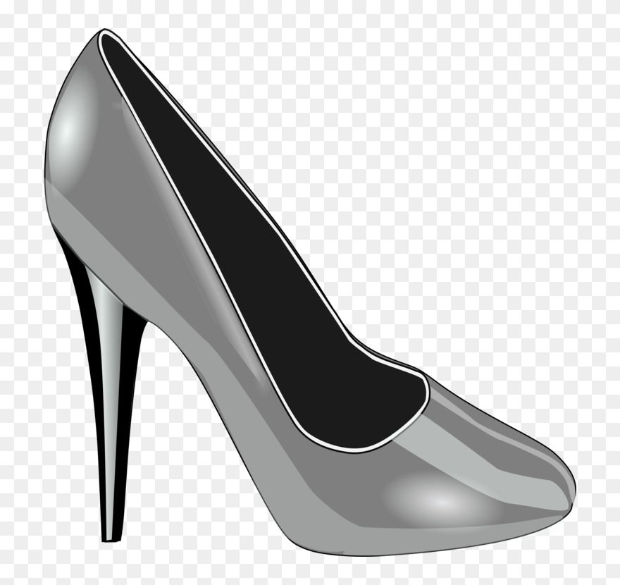 Walking Shoe,high Heeled Footwear,bridal Shoe - Clip Art High Heel Shoes Silver - Png Download