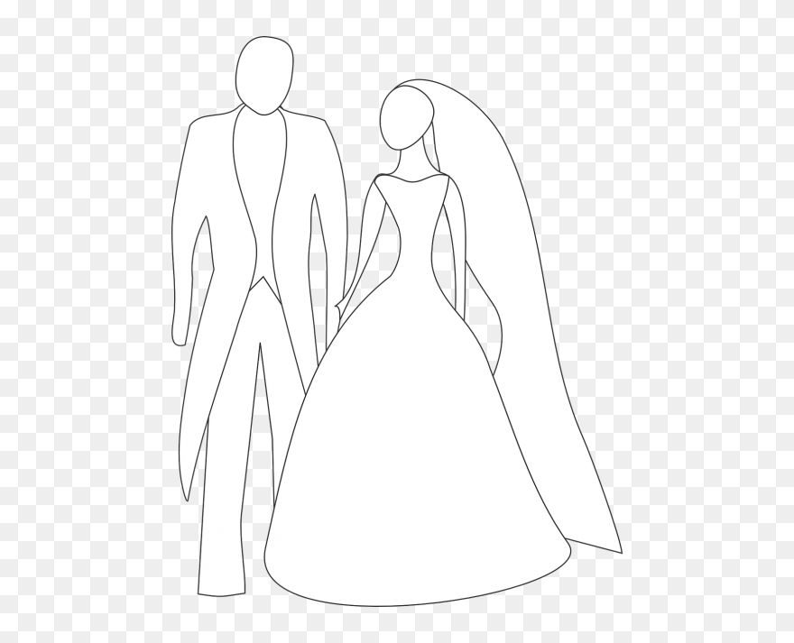 Bride Groom Couple - White Bride And Groom Clipart - Png Download