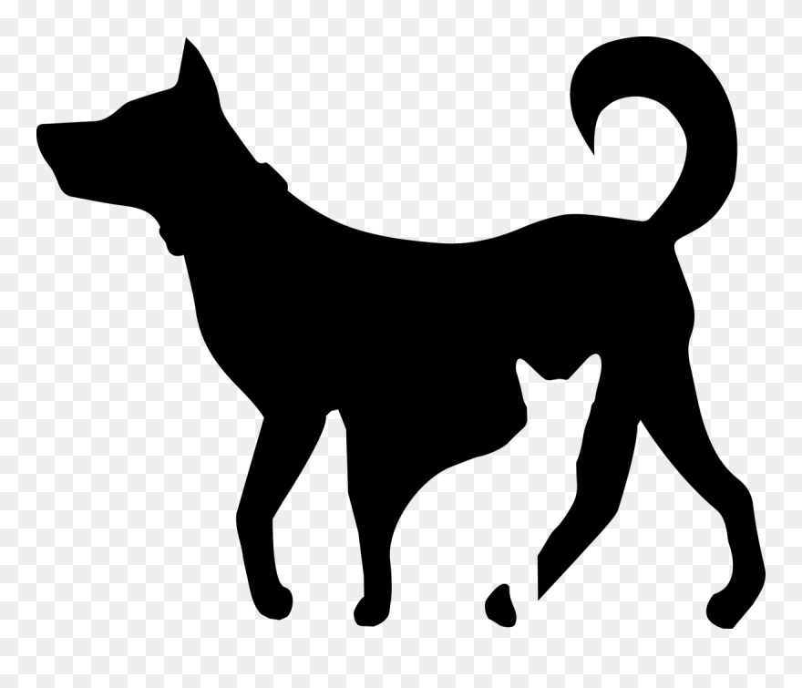 Dog Cat Image Black Lab Clip Art Free- - Black Dog Clipart Black And White - Png Download