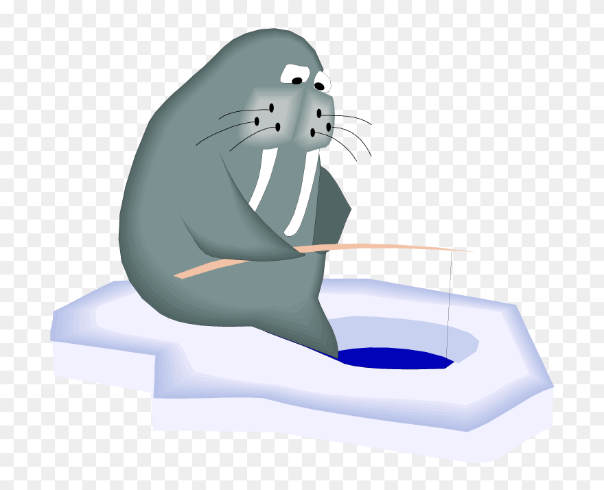 Free Walrus Clipart - Ice Fishing Cartoon - Png Download