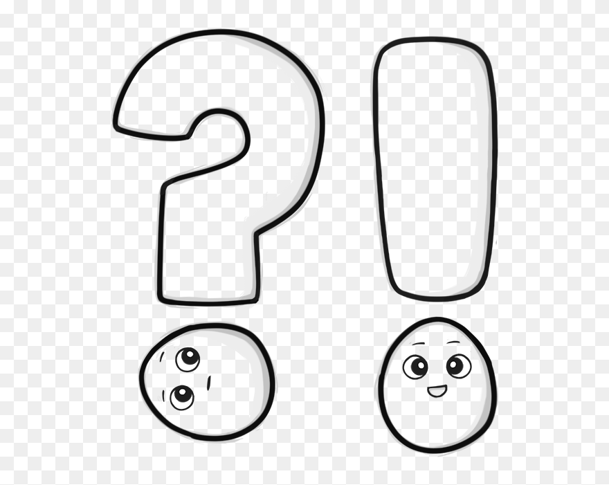 Question Mark And Exclamation Mark - Line Art Clipart