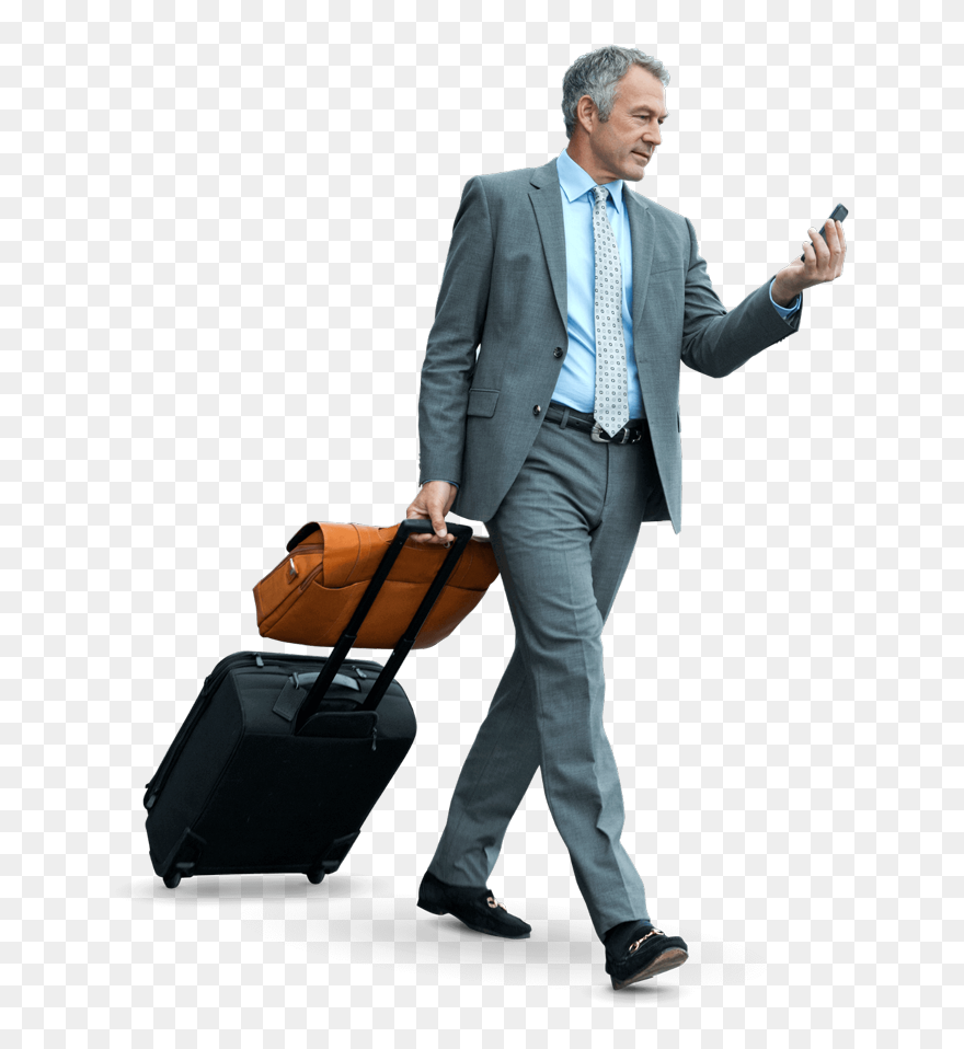Old Man With Luggage - Person With Suitcase Png Clipart