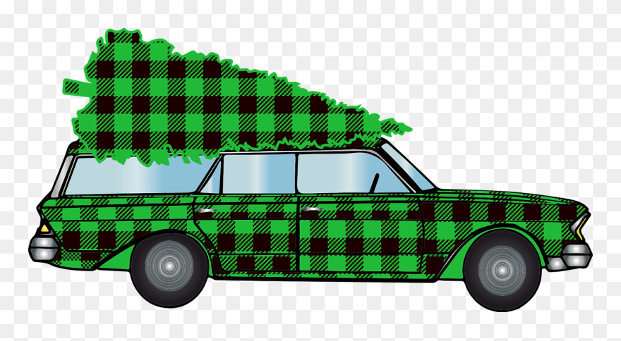 Woody Car, Christmas Car, Buffalo Plaid, Christmas - Clip Art - Png Download