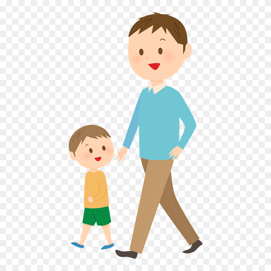 Father Son Walking Clipart - 歩く イラスト フリー - Png Download