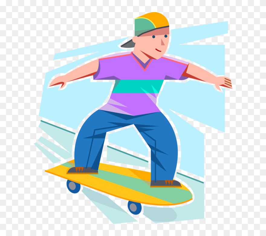 Vector Illustration Of Young Adolescent Skateboarder - Junge Auf Skateboard Clipart - Png Download
