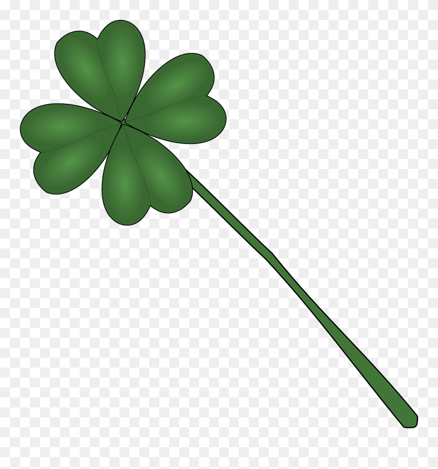Four Leaf Clover With Stem Clipart