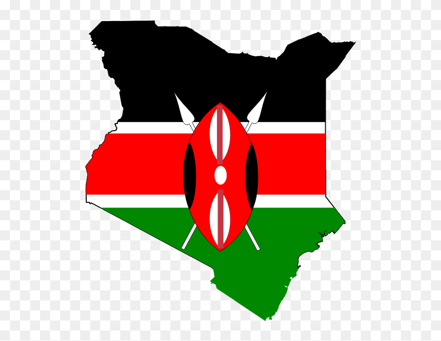 Kenya Map Flag Vector Clip Art - Kenya Map With Flag - Png Download