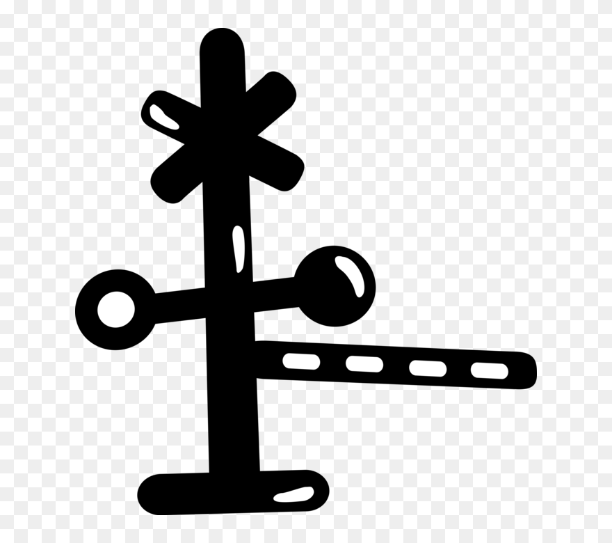 Vector Illustration Of Locomotive Railway Train Level - Cross Clipart