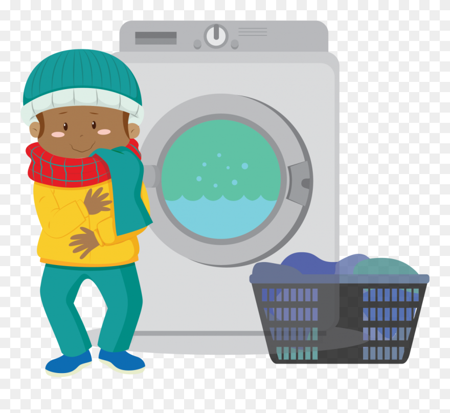 Illustration Of A Little Kid Next To A Washing Machine, - Cartoon Clipart