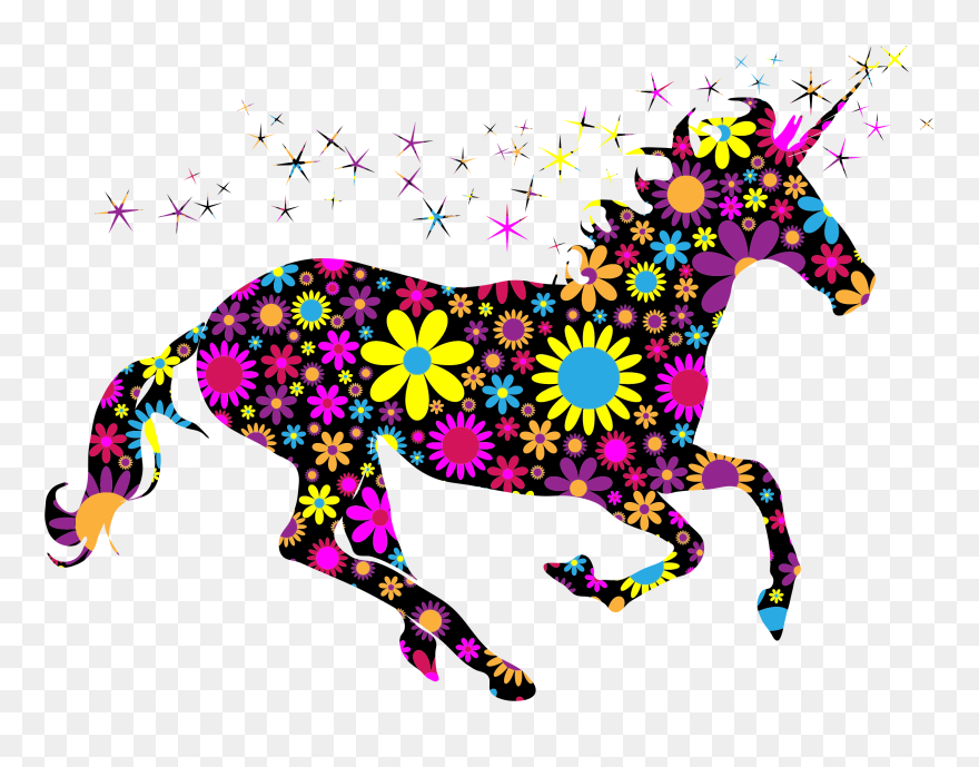 Magical Unicorn Silhouette - Unicorn Rainbow Silhouette Clipart