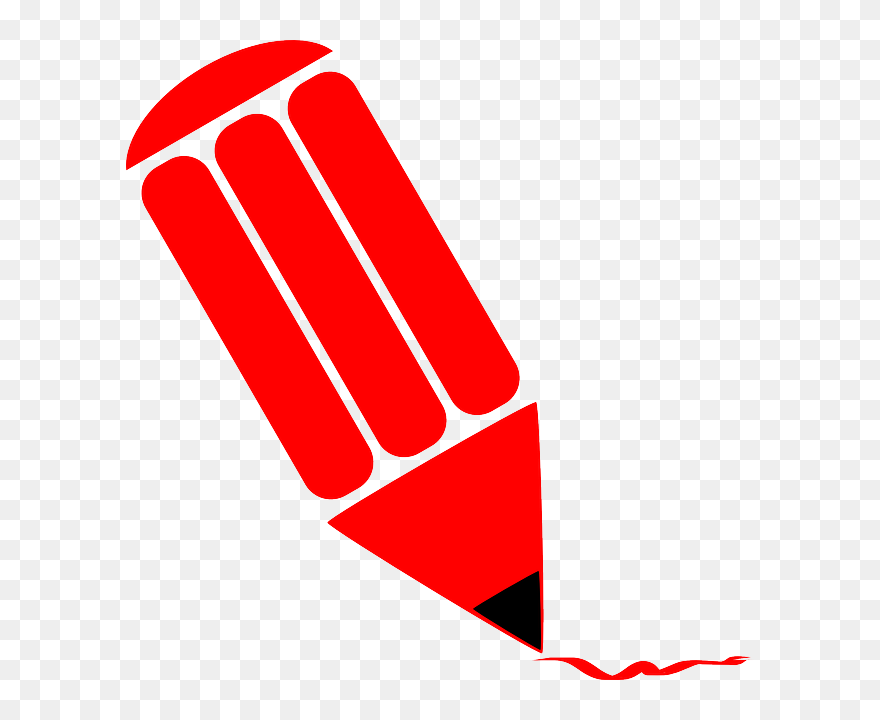 Pencil, Pen, Crayon, Red, Stylized, Write, Sketch, - Orange Pencil Clipart - Png Download