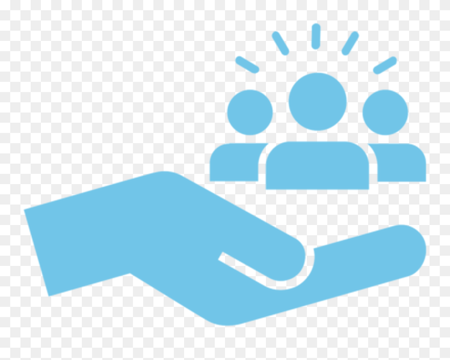 An Open Hand Holding Three People - Inclusion Icons Clipart