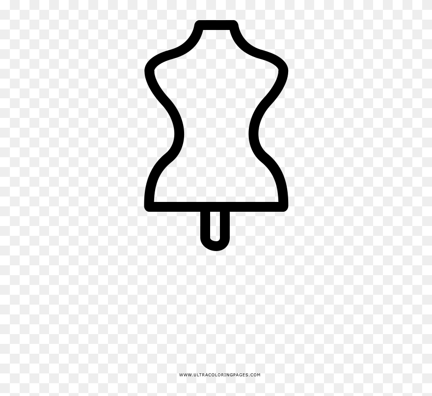 Dress Form Coloring Page - Line Art Clipart