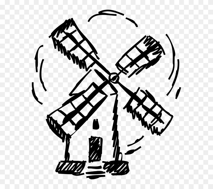 Vector Illustration Of Dutch Windmill In The Netherlands, - Molinos De Viento Clipart - Png Download