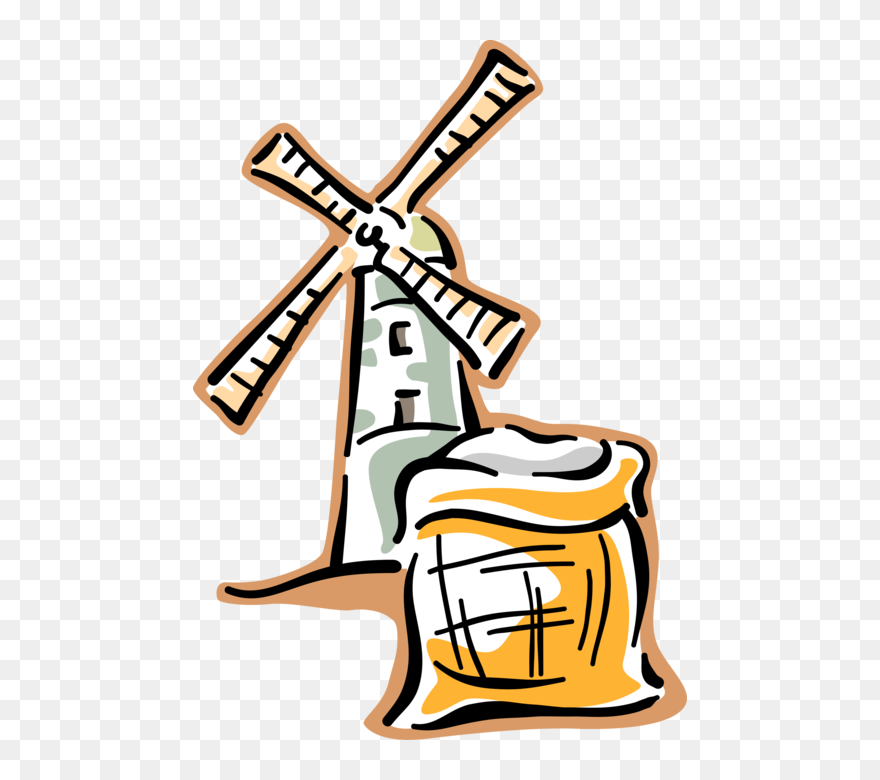 Vector Illustration Of Dutch Windmill In The Netherlands, Clipart