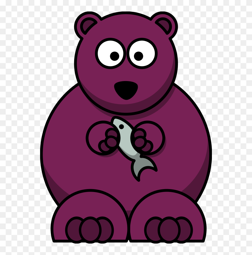 Cartoon Bear Eating Fish Clipart
