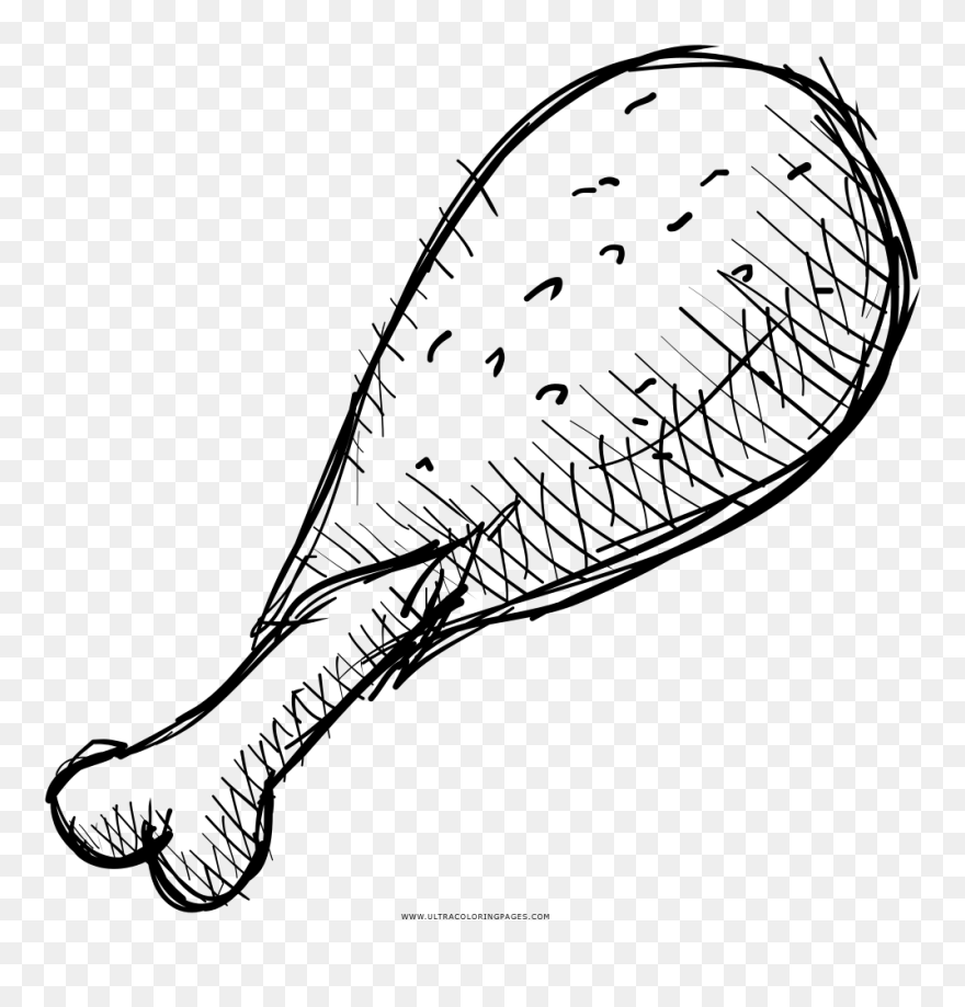 Chicken Leg Coloring Page - Pierna De Pollo Dibujo Clipart