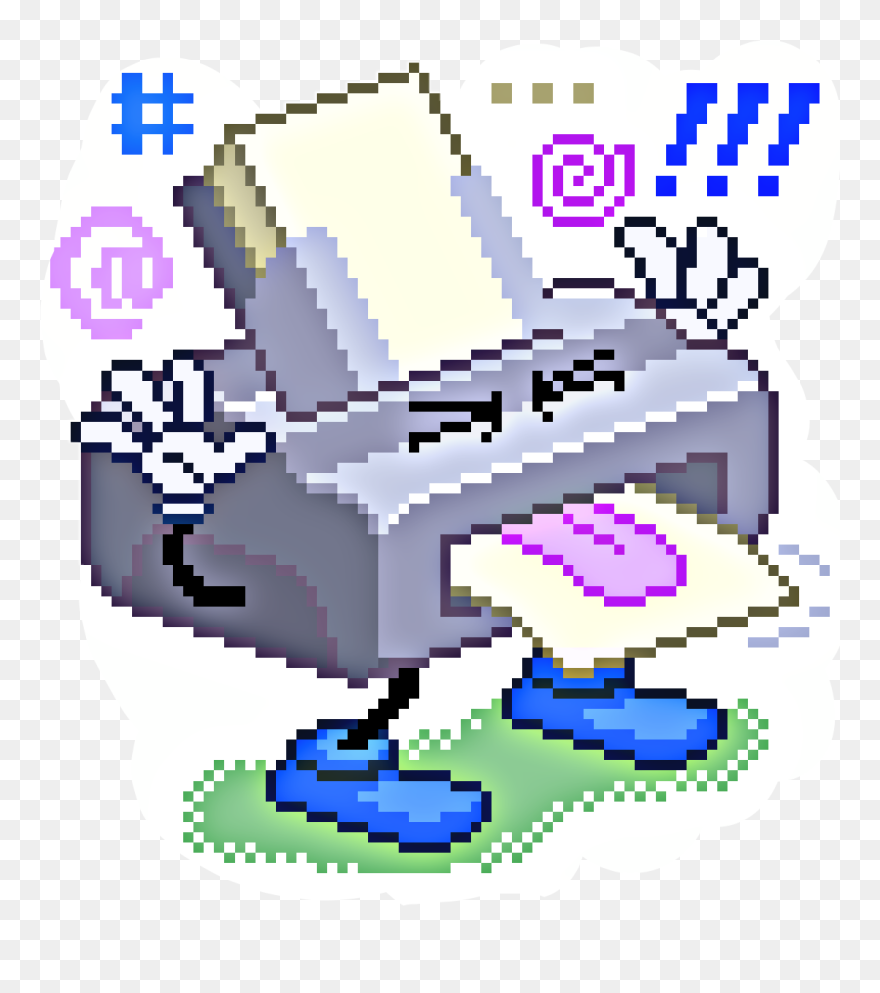#printer #cartoon #tongue #funny #art #paper #feet - Printer Paper Pixel Art Clipart