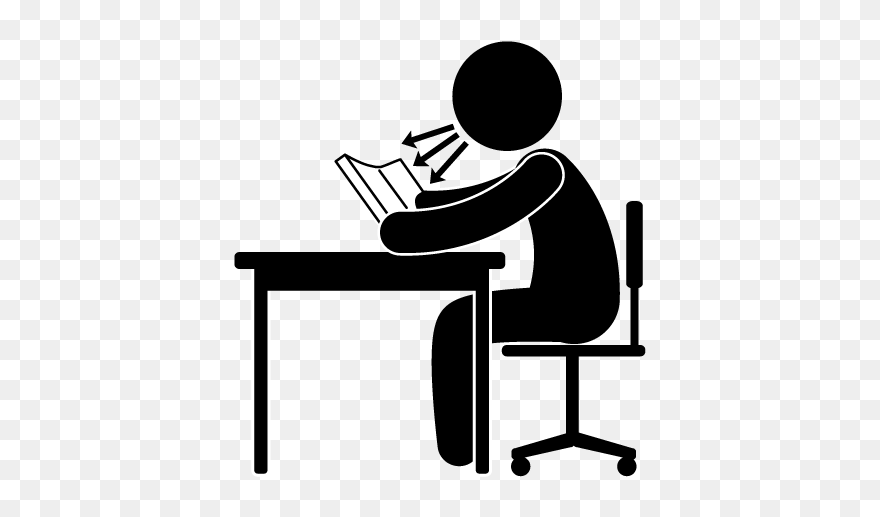Sitting At Desk Clipart - Png Download
