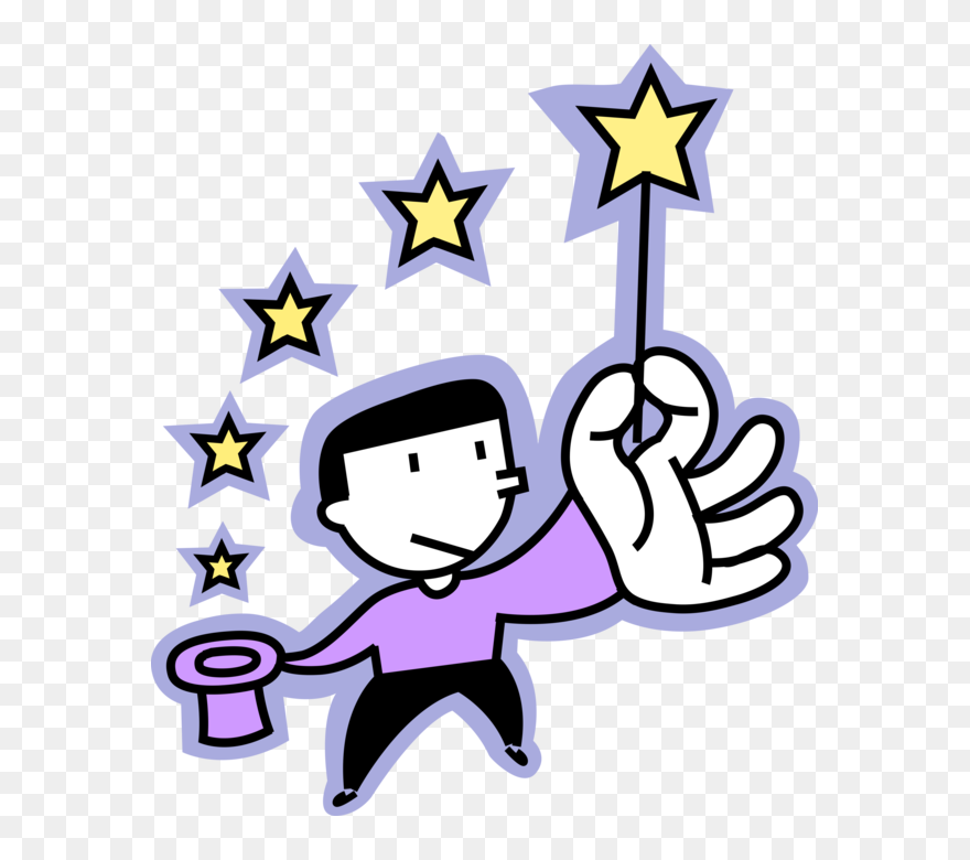 Vector Illustration Of Sorcerer Magician Waves Magic Clipart