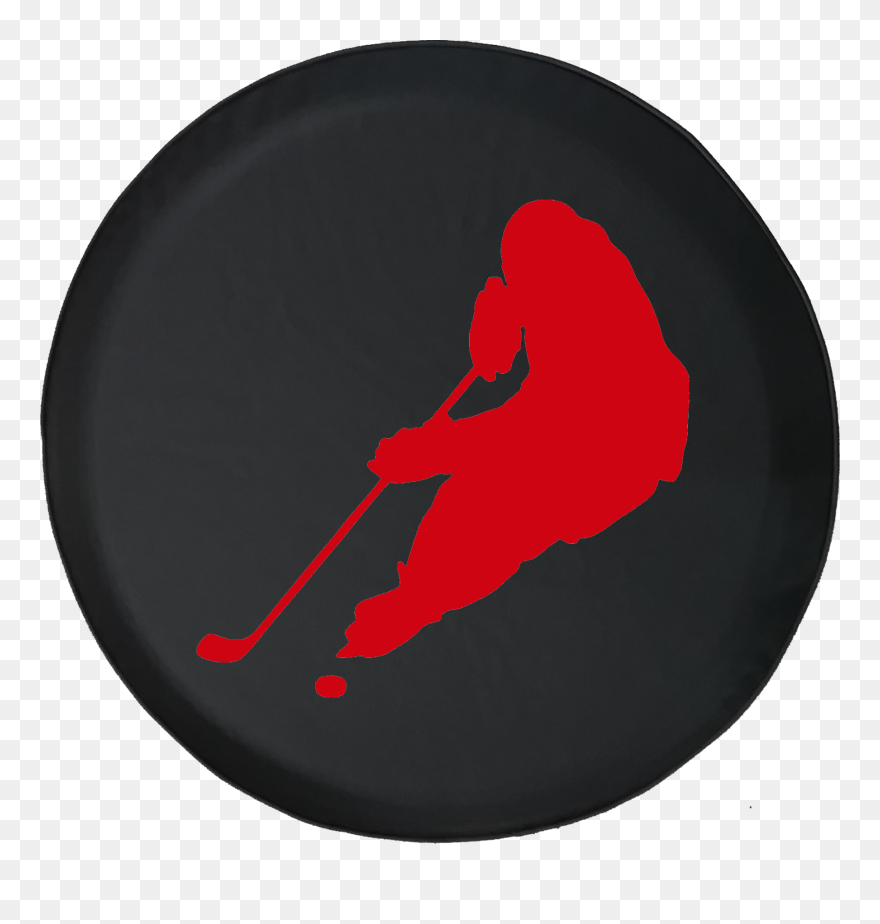 Hockey Player Skating With Puck Trailer Offroad Jeep - Illustration Clipart
