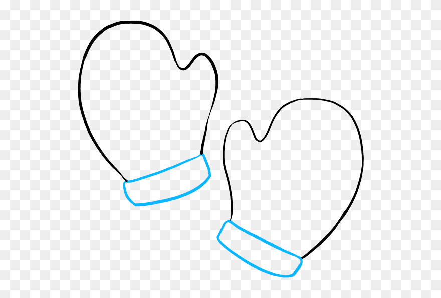 How To Draw Mittens - Draw Mittens Step By Step Clipart