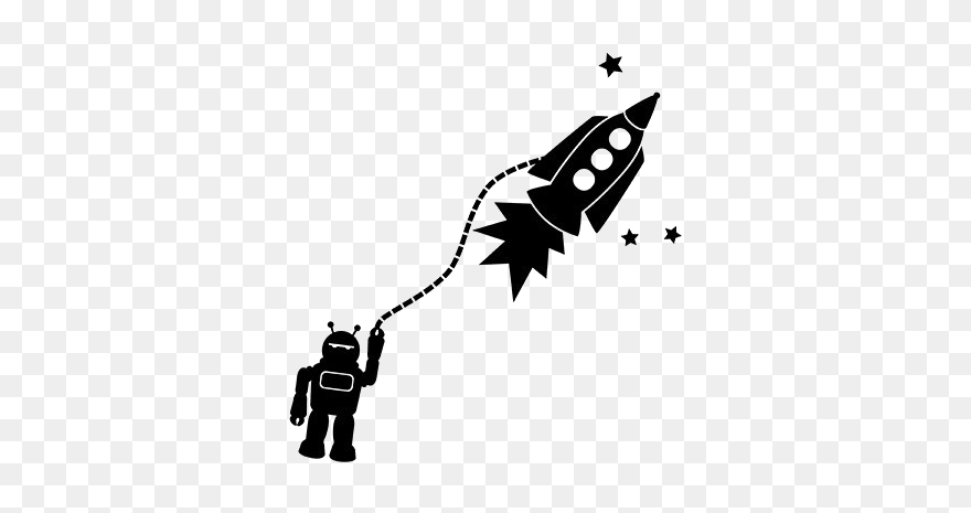 Silhouette Tattoo Black And White - Rocket Cartoon Silhouette Clipart