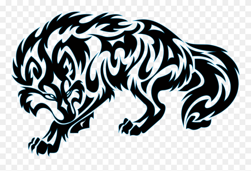 Transparent Tattoo Machine Clip Art - Tribal Wolf Tattoo - Png Download