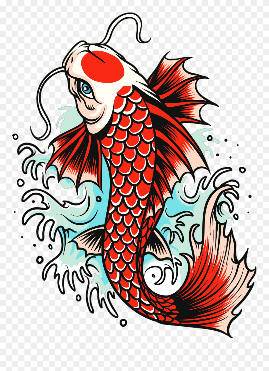 Koi Carp Fish Tattoo Clipart