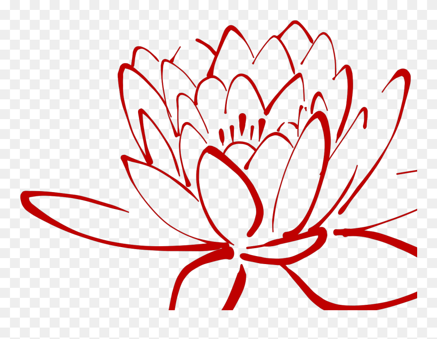 Lotus Flower Black And White Clipart - Png Download