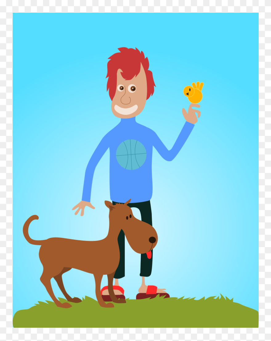 Animal Lover Svg Clip Arts - ولد مع كلب كرتون - Png Download