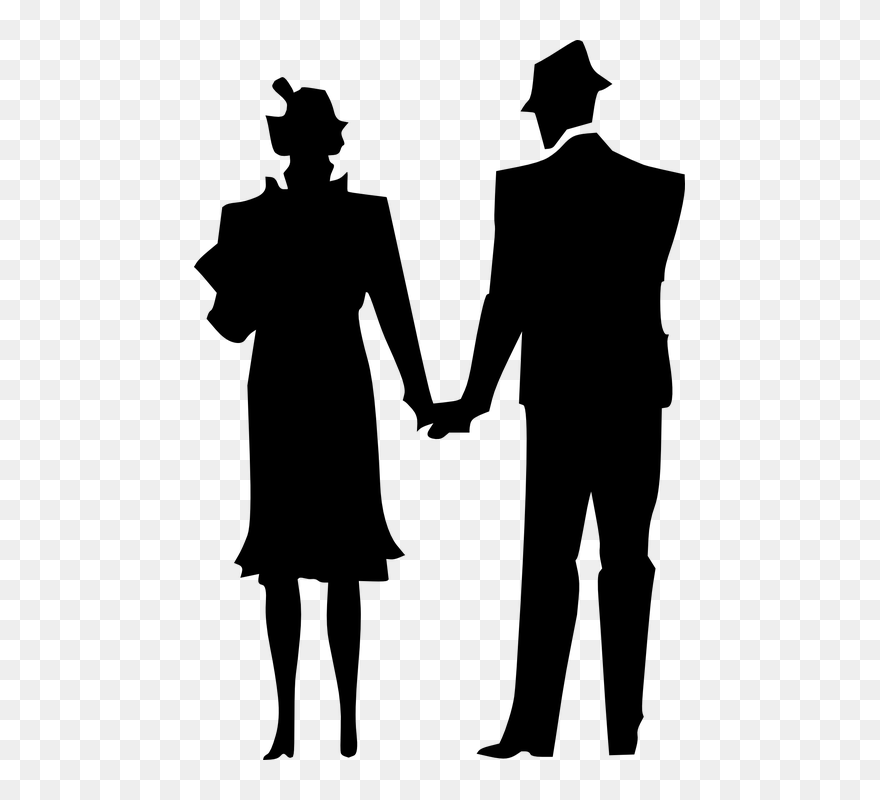 Transparent Bride And Groom Silhouette Clipart Black - Husband And Wife Vector - Png Download