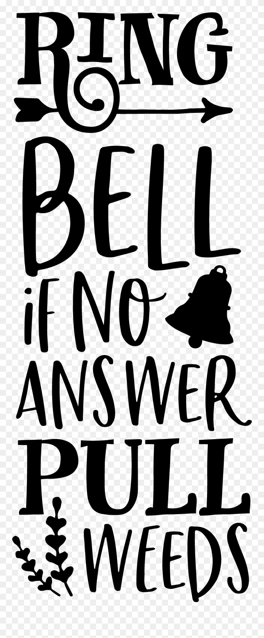 Ring Bell, Pull Weeds Wood Art Clipart