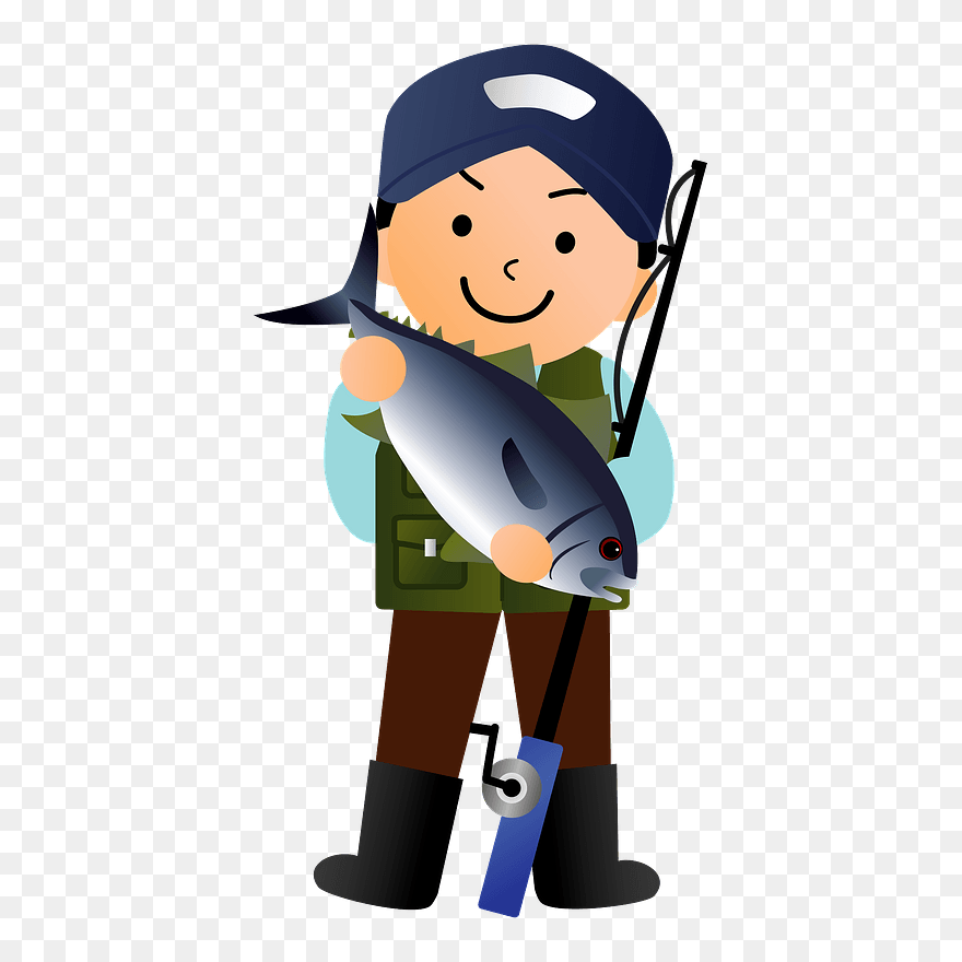 Fishing Man Clipart - 釣り上げ られ た 魚 画像 イラスト - Png Download