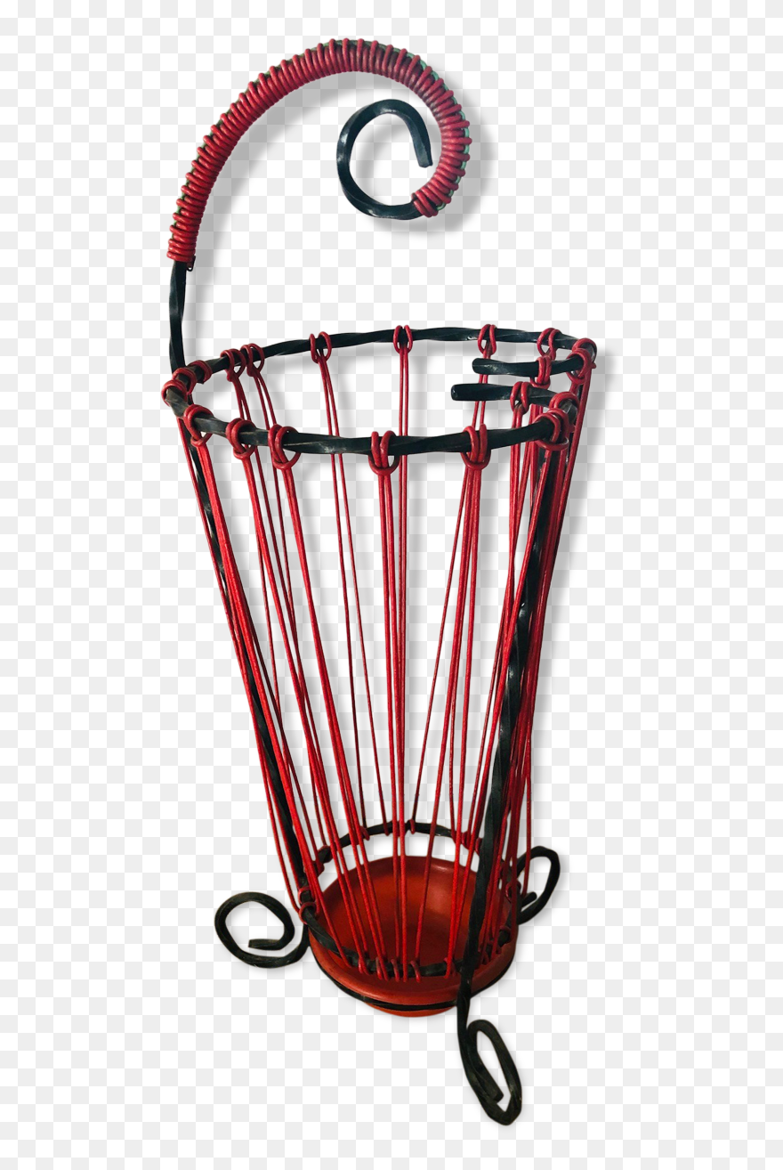 Vintage Umbrella Door In Black Wrought Iron And Red - Illustration Clipart