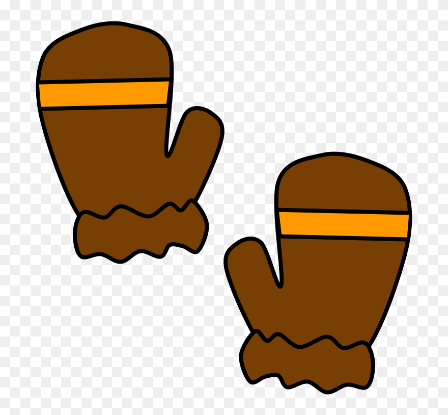 Mittens, Fur Cuff, Stripe, Brown And Orange - Brown Mittens Clipart - Png Download