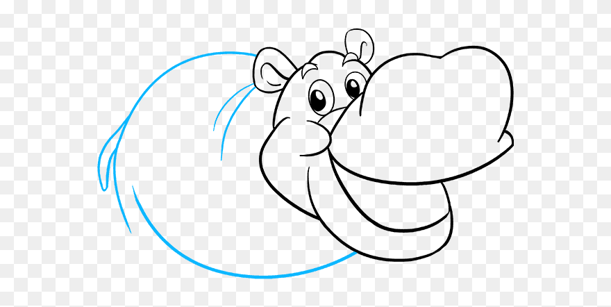How To Draw Hippo - Cartoon Clipart