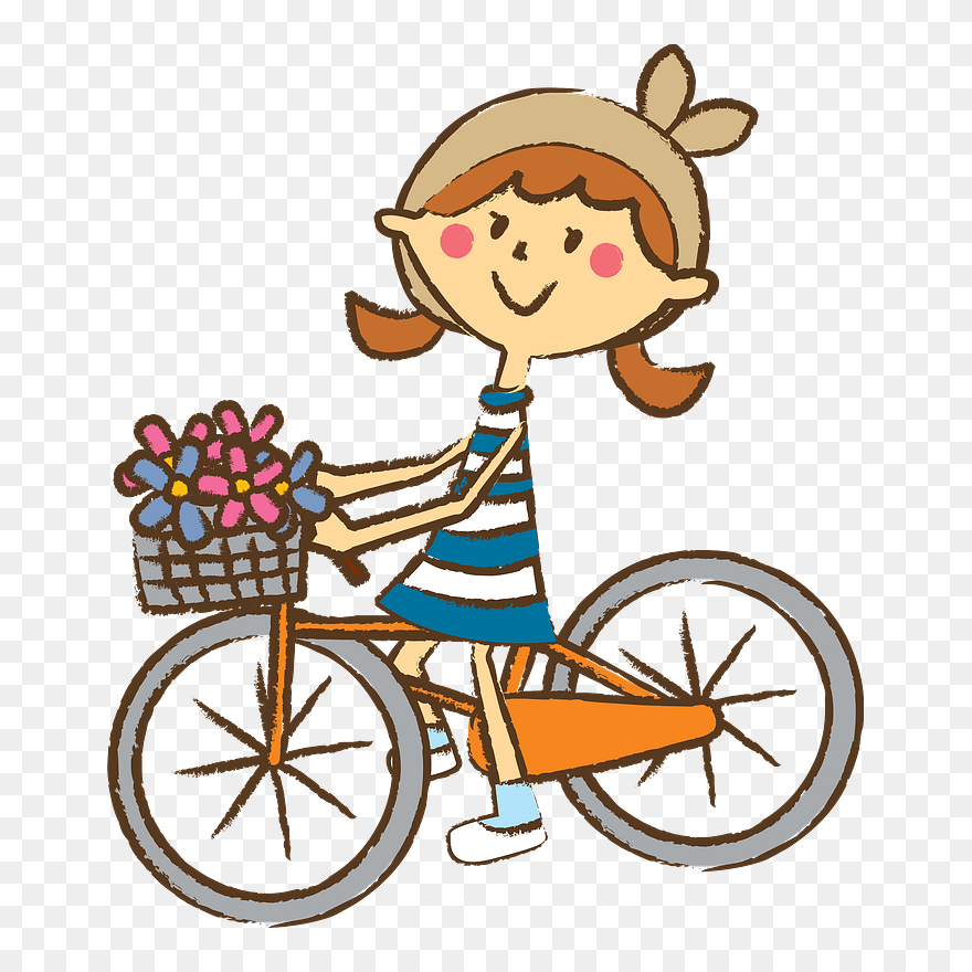 Child Girl Bicycle Clipart - Png Download