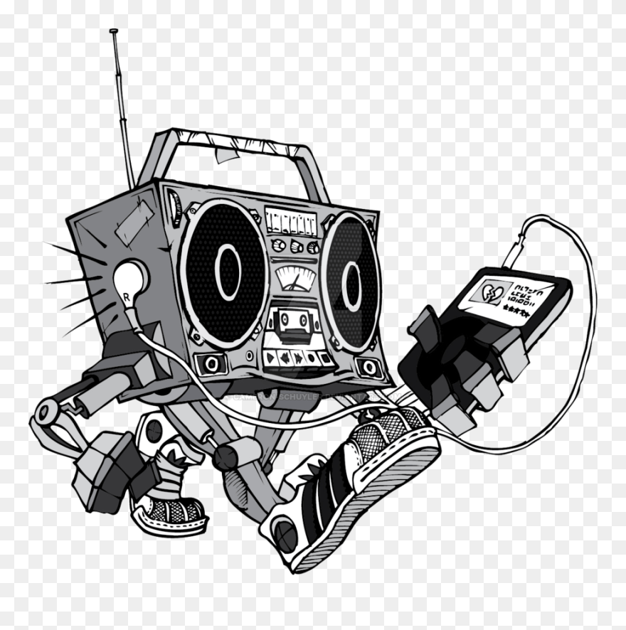 Boombox Old School Drawing - Old School Boombox Drawing Clipart