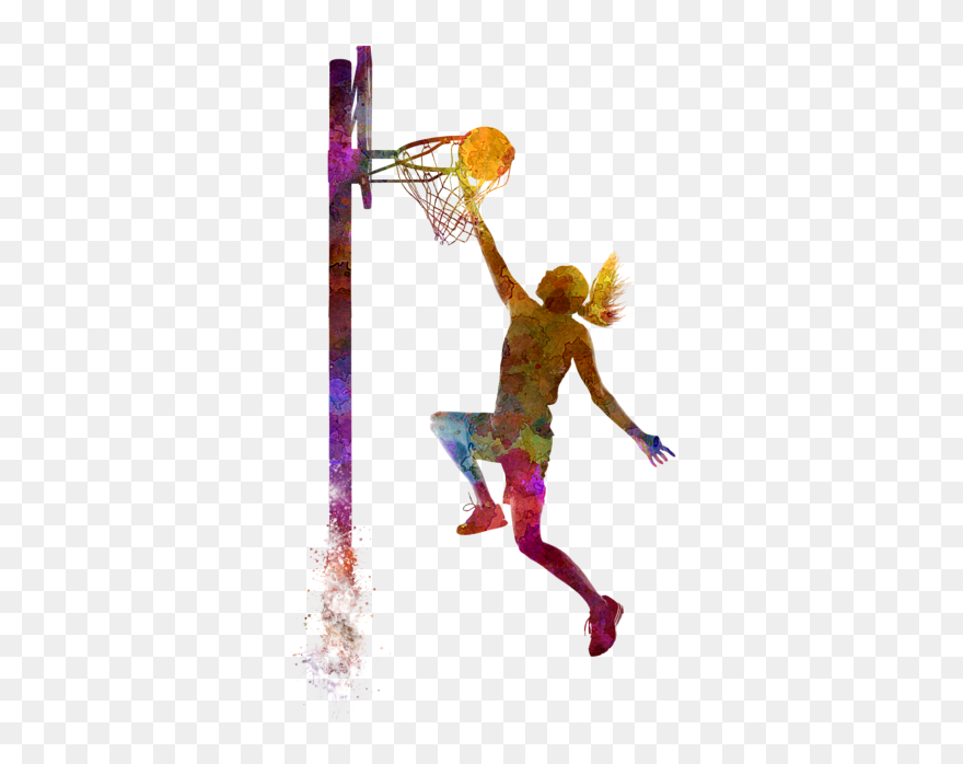 Women"s Basketball Sport Slam Dunk Painting - Basketball Player Painting Clipart