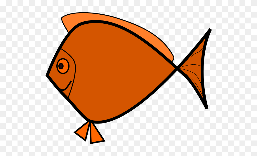 Orange Outlined Fish - Transparent Background Fish Gif Clipart