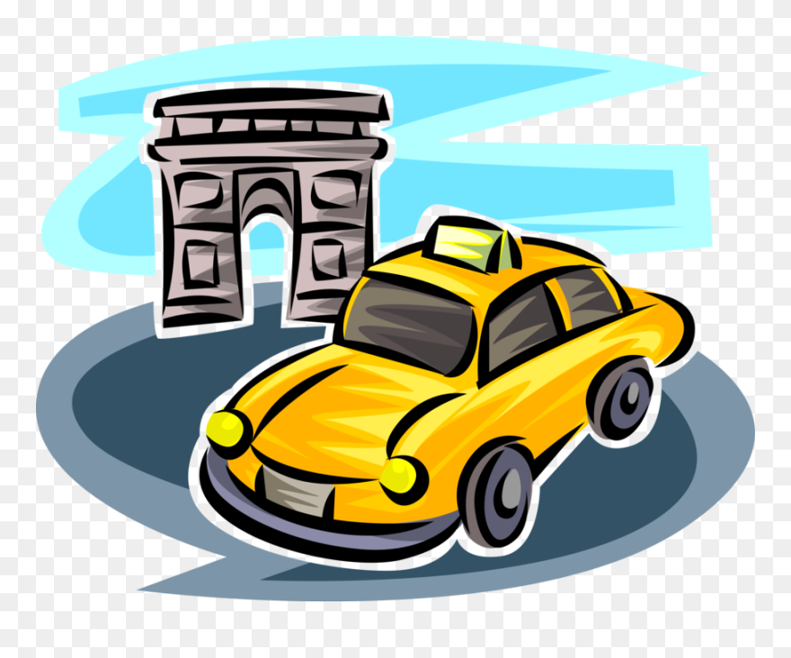 Vector Illustration Of Taxicab Taxi Or Cab Vehicle - City Car Clipart