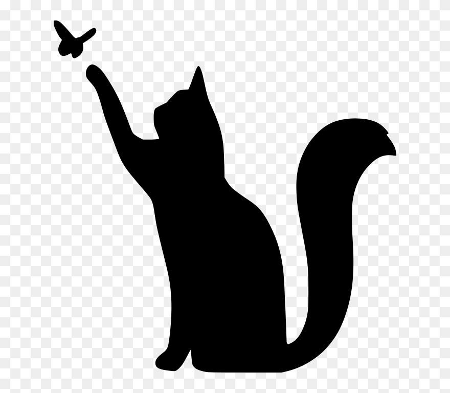 Cat Stencil Drawing Silhouette Clip Art - Cat Playing Silhouette - Png Download