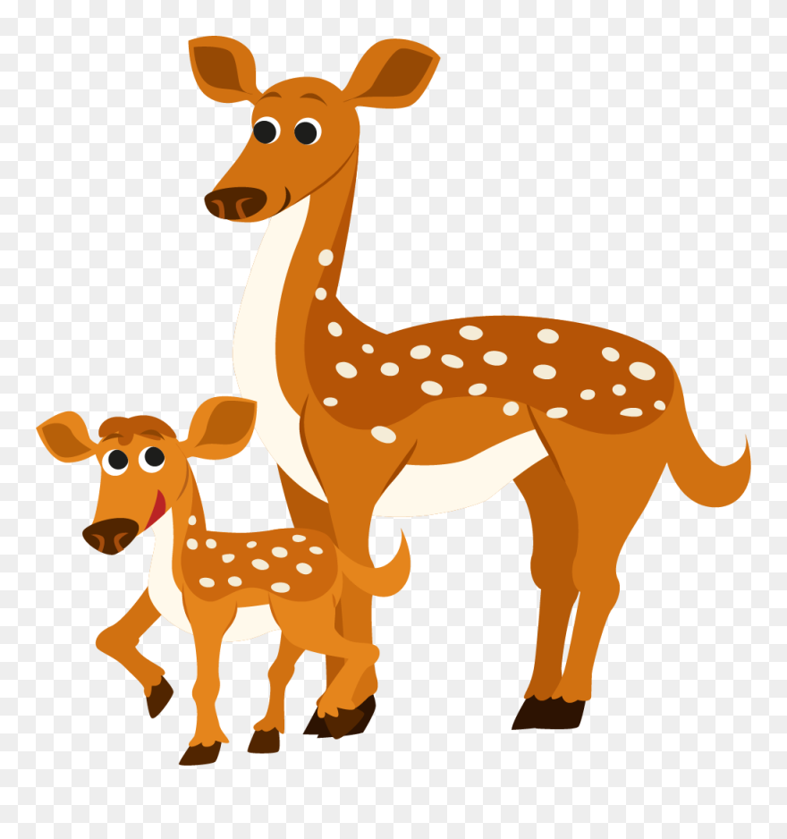 Mammal Drawing Fawn - Deer And Fawn Cartoon Clipart